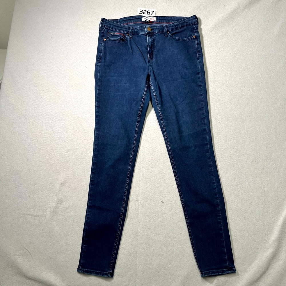 Tommy Jeans Mens 33x32 Blue Denim Nora Mr Skny Avdbs Dark Wash Mid Rise Skinny